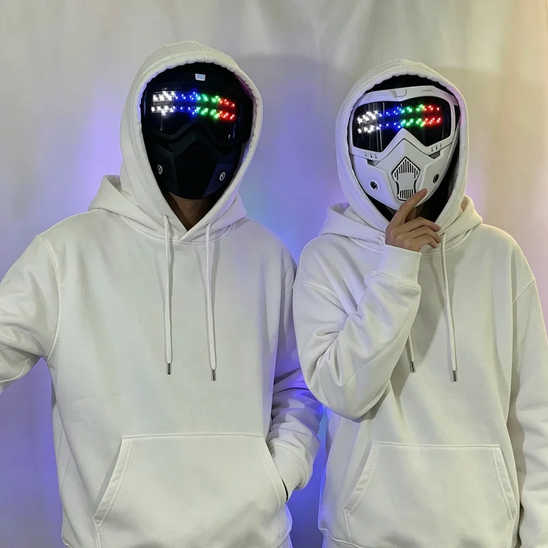 Cyberpunk Blueteeth LED Mask DIY Pattern Programmable Masks USB Charging Men Headgear Stage Performance Photo Props