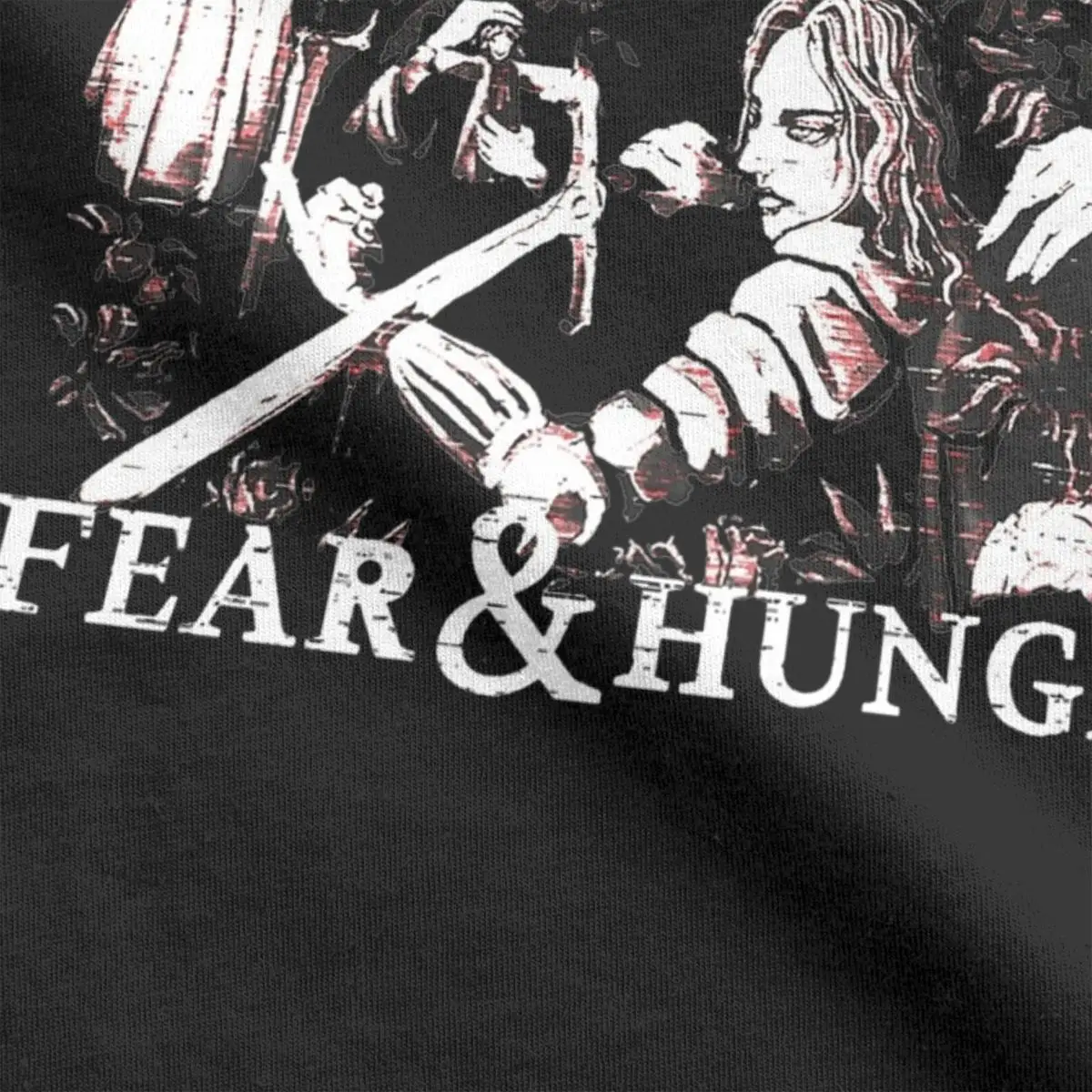 Camisetas masculinas medo e fome camisetas de algodão engraçadas manga curta camiseta gola redonda roupas impressas