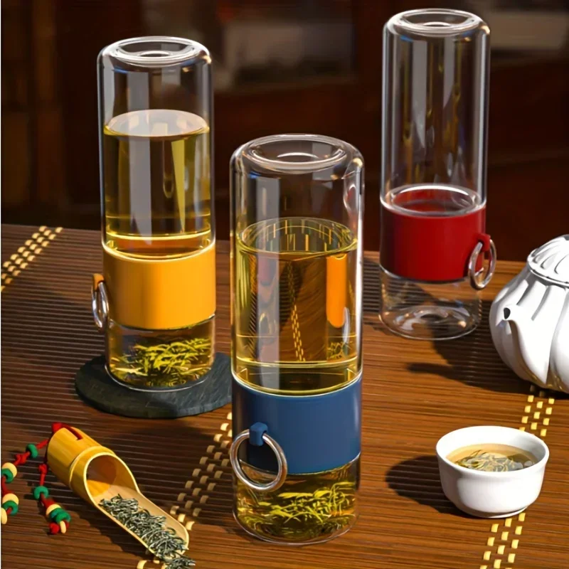 400ML Tea Water Bottle High Borosilicate Glass Double Layer Tea Water Cup Infuser Tumbler Drinkware Water Bottle with Tea Filter