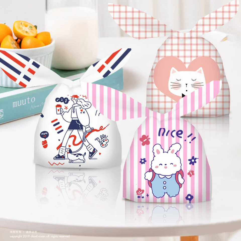 10/20 stücke Karton Kaninchen Ohr Taschen Kunststoff Tier Süßigkeiten Taschen Für Kinder Geburtstag Kekse Süßigkeiten Verpackung DIY Geschenke Liefert – Detail 1