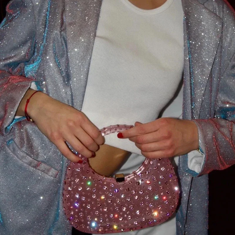

Fashion Women Diamond Handbags and Purses Transparent Acrylic Luxury Party Prom Evening Bag Casual Bling Bling Clear Clutch 2025