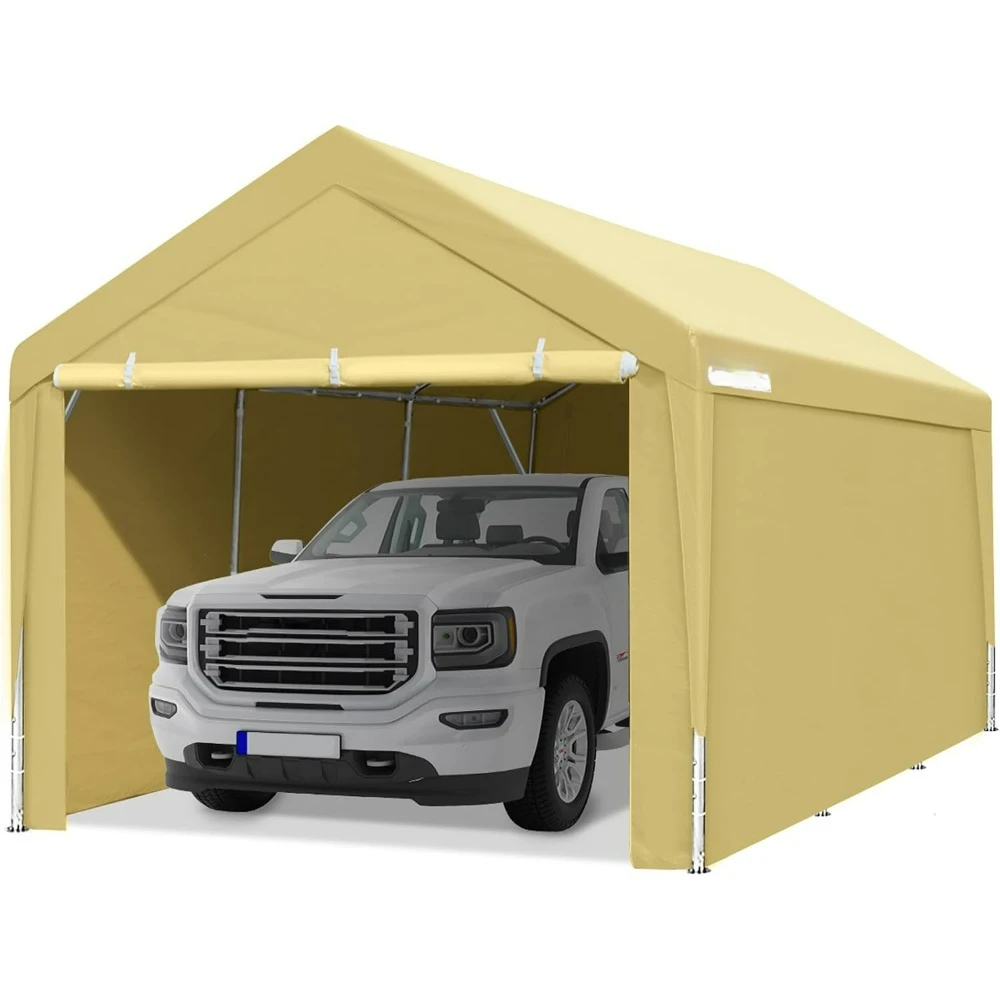 12x20 ft Heavy Duty Carport with Removable Sidewalls and Doors, Adjustable Height Car Canopy Garage Party Tent Boat Shelter