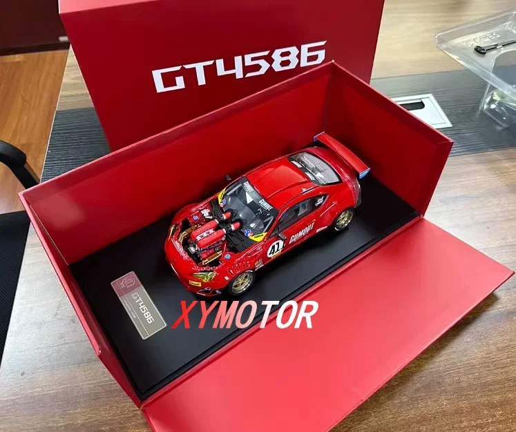 JDM 1:18 para GT4586 totalmente abierto motor totalmente independiente aleación Diecast modelo coche juguetes regalos de cumpleaños Hobby colección de exhibición rojo