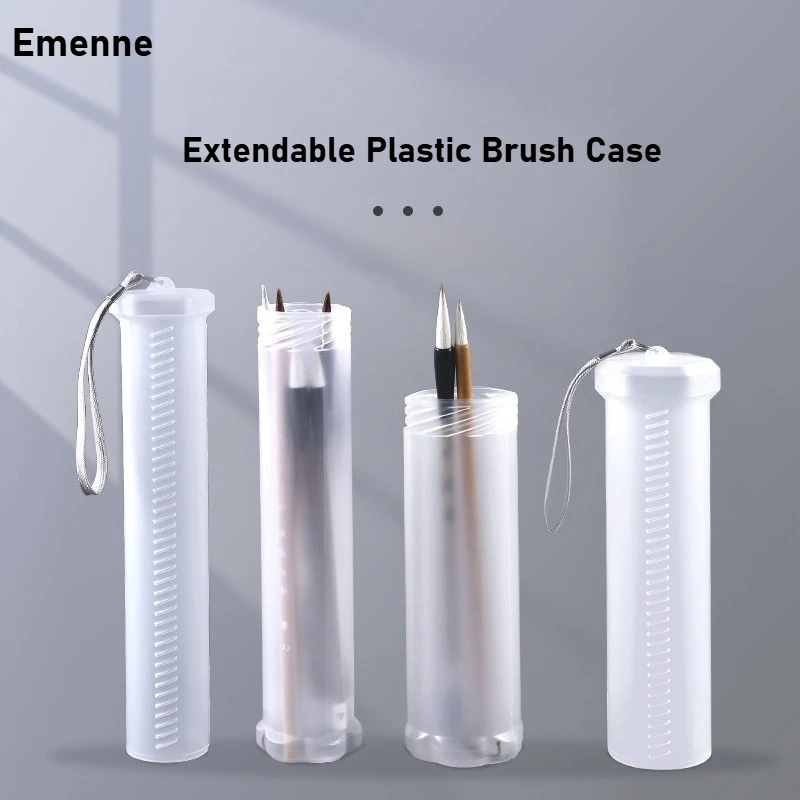 1pc/2pc Extendable Plastic Brush Case Clear Paint Brush Holder Long Brushes Tube Storage Watercolor Pen Container Drawing Tools