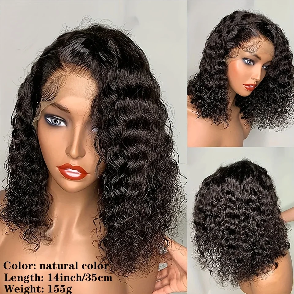 Short Bob Deep Wave Human Hair Wigs Side Part Lace Front Wigs Human Hair Wig For Women Deep Curly Bob Wigs Pre Plucked With Hair