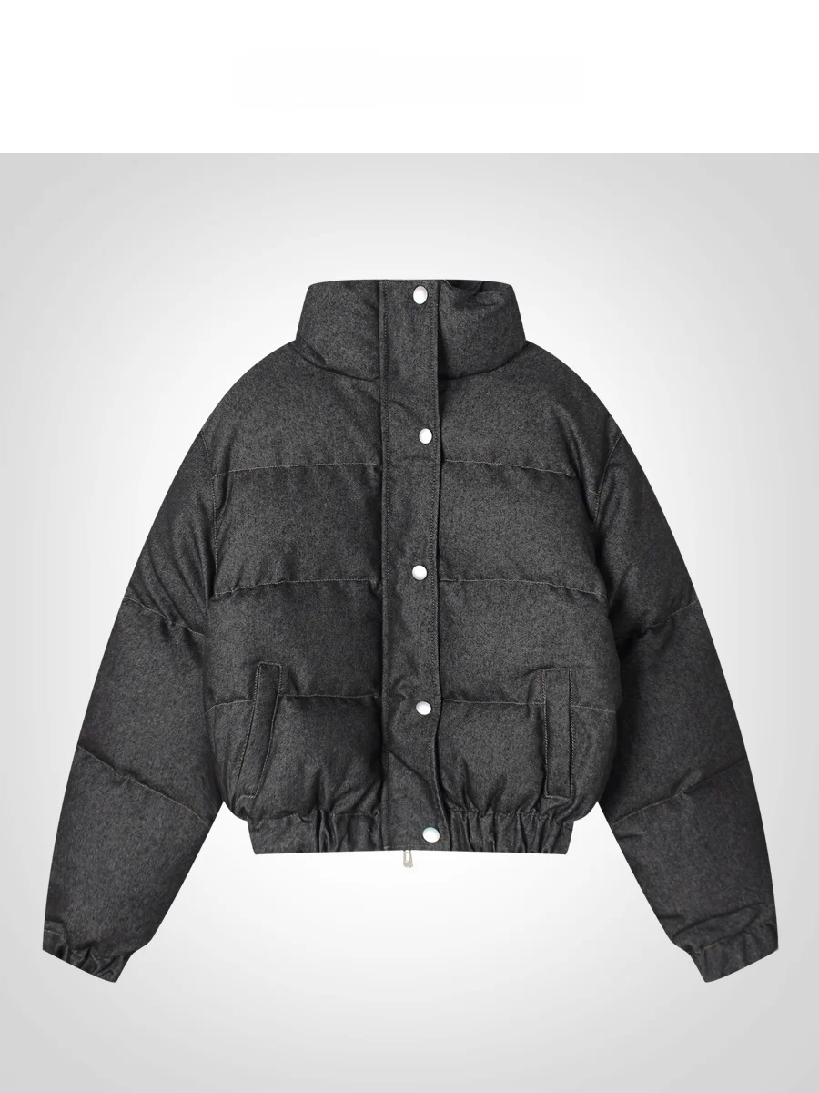 

IAMCPLUS 2025AW Хлопковая куртка для города с длинными рукавами, воротником-стойкой, свободного кроя, на молнии, женское модное повседневное пальто