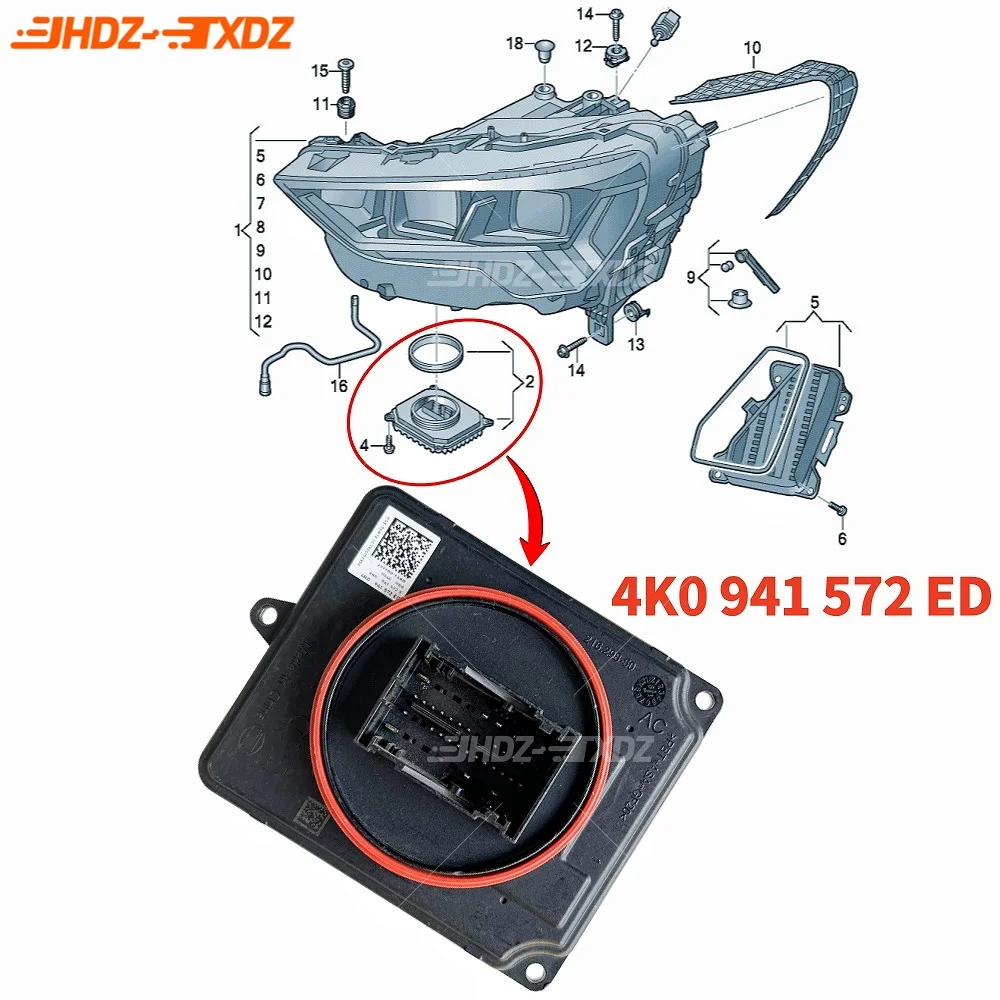 Original LED Headlight Control Module Computer Unit For Audi Q3 2019 2020 2021 2022 Headlight Ballast 4K0941572ED 4K0 941 572 ED