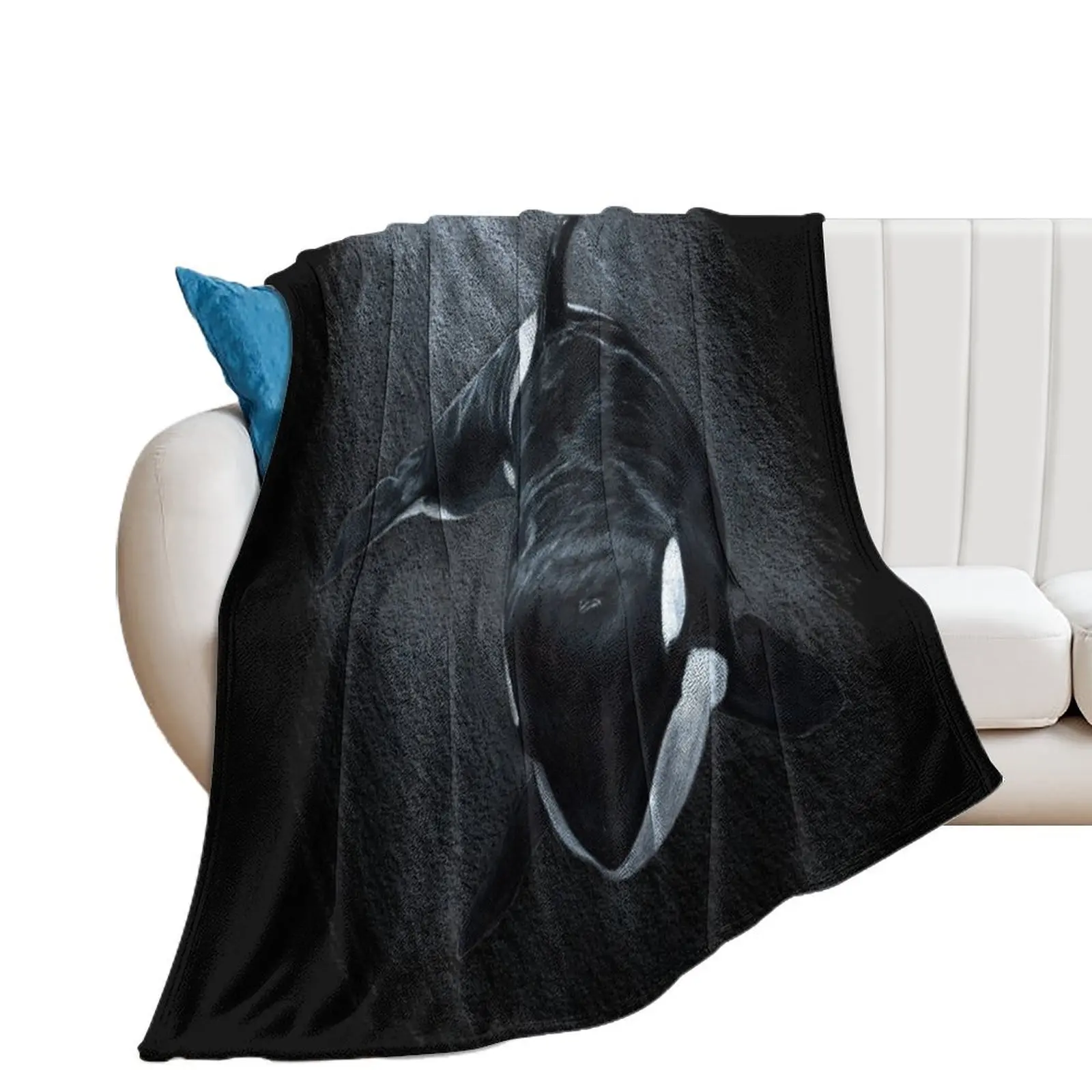 

White Whale - Orca Throw Blanket Plaid on the sofa Travel halloween Luxury Thicken Blankets