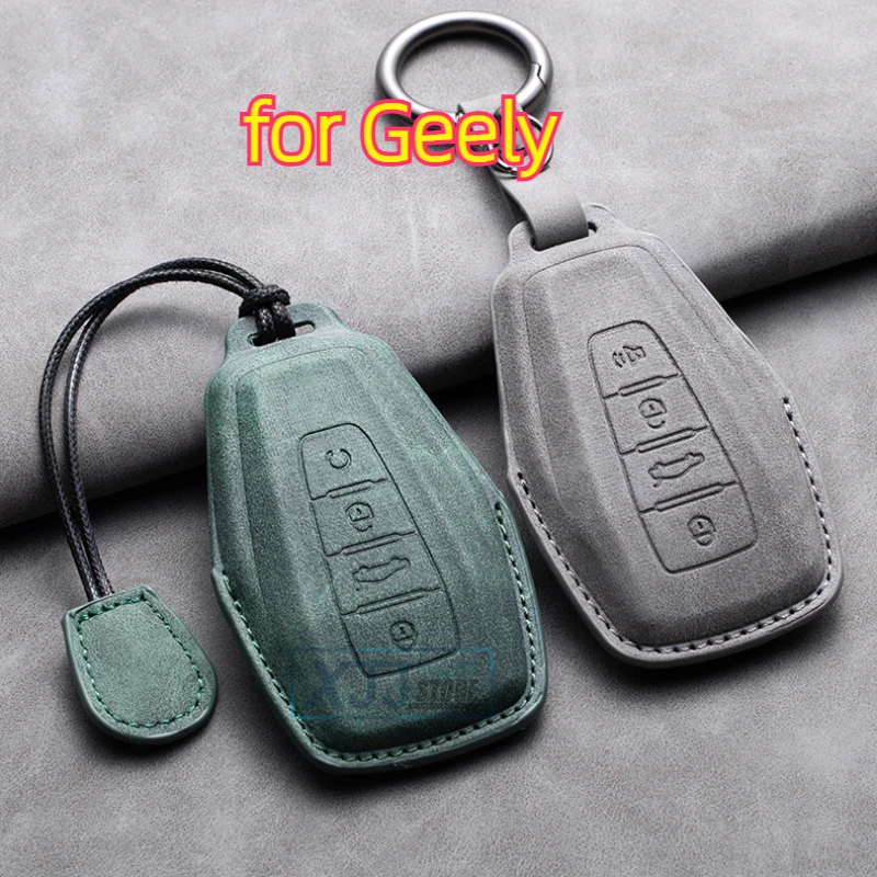 

For Geely Borui EX7 Coolray Azkarra Tugella FY11 Atlas Pro New Emgrand GS X6 SUV EC7 GT GC9 Suede Leather Car Key Case Shell