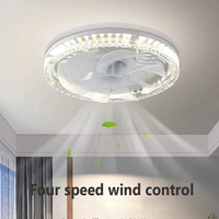 Led Fan Light Smart Remote Control Ceiling Fan With Light E27 For Living Room Converter Base Dimmable 4 Adjustable Wind Speed