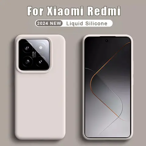 Étuis en silicone liquide de luxe coque telephone pour For Xiaomi, Mi 14, 13, 12, 11, Ultra 13T, 12T, 11T Pro Lite, Redmi Note 12, 11, 10, 13 Plus, 5G, 13C, Couverture arrière