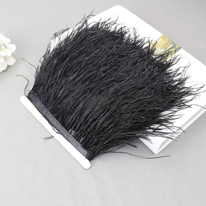 

Black Ostrich Feather Trim 8-10cm Soft Fluffy Feather Fringe for Clothing Wedding Dress Costume Ostrich Feather Decoration