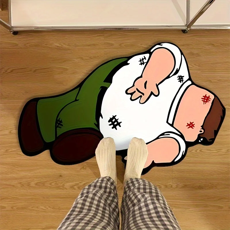 Irregular Cartoon Character Doormat Cute Flat Print Non Slip Waterproof Floor Mat For Bedroom Entrance Home Animal Decor Rug