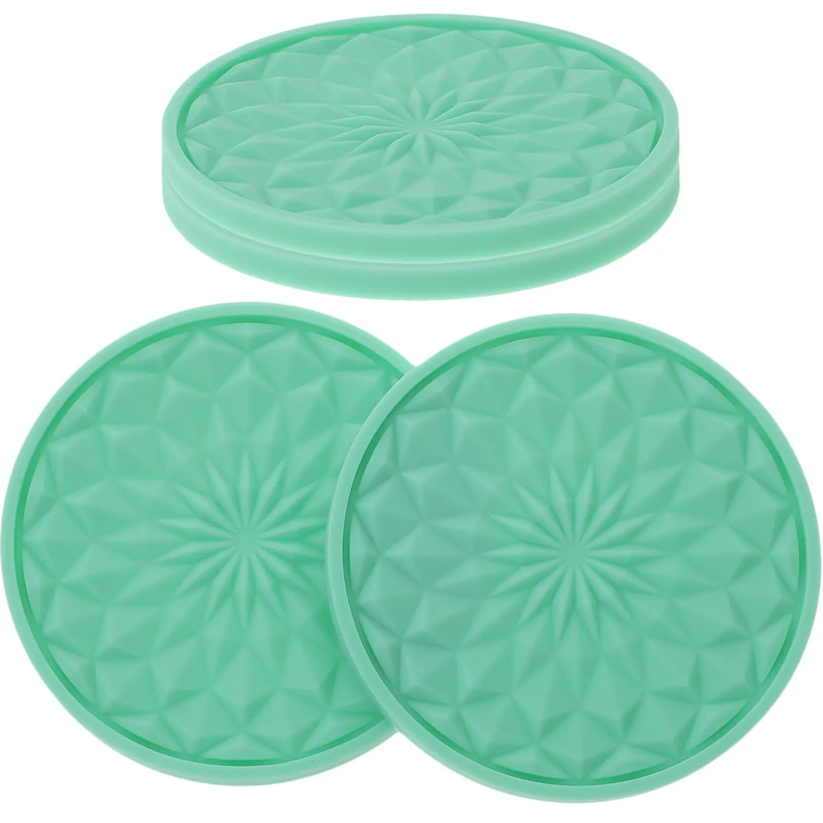 

4 Pcs Non slip Car Cup Mats PVC Coaster Shape Heat resistant Mint Green Anti slip Tumbler Pads Bottle Mats Home
