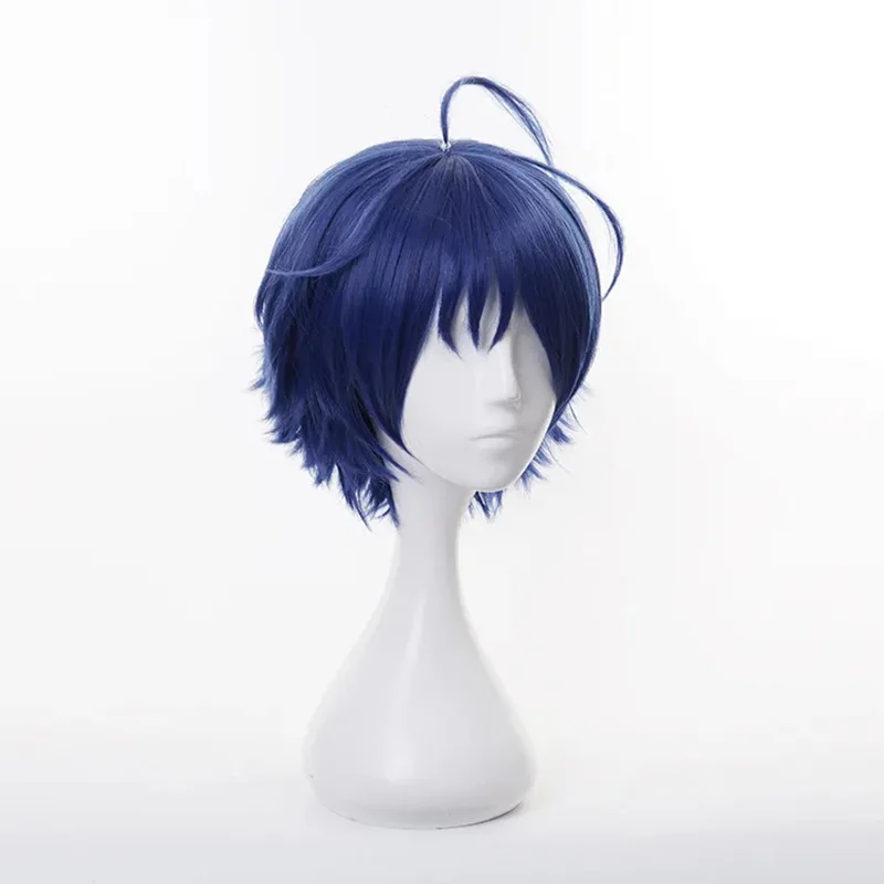 Wonder Egg Priority Ohto Ai Cosplay Wig Blue Short Hair Wig Woman Girl Bobo Curly Headgear Halloween Party Costume Props