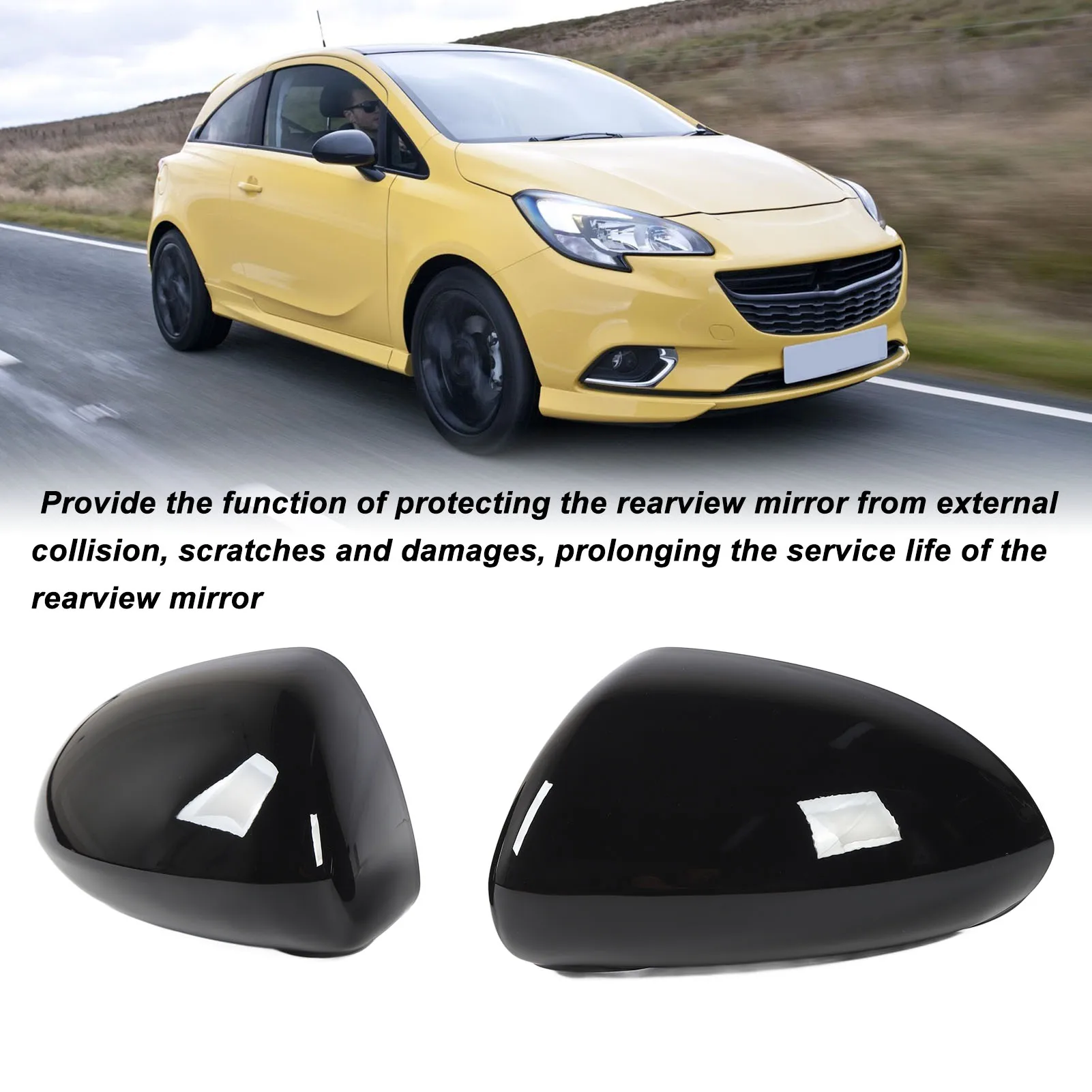 1Pair Door Mirror Covers Left Right Protective Stylish Waterproof Rearview Mirror Cap Covers Replacement For Vauxhall Corsa D E