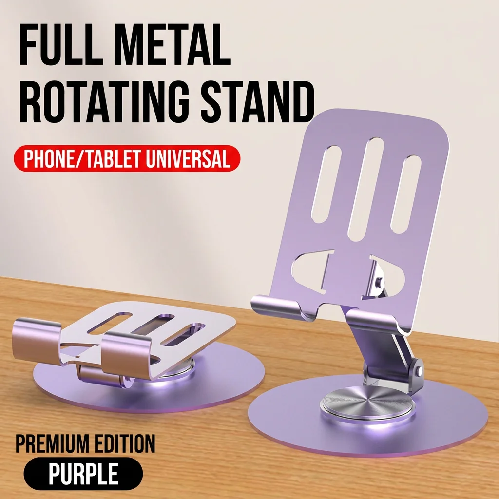 

Mobile Phone Holder Rotating Metal Phone Stand Adjustable Tablet Stand Foldable Foldable Phone Stand For Study Content Creation