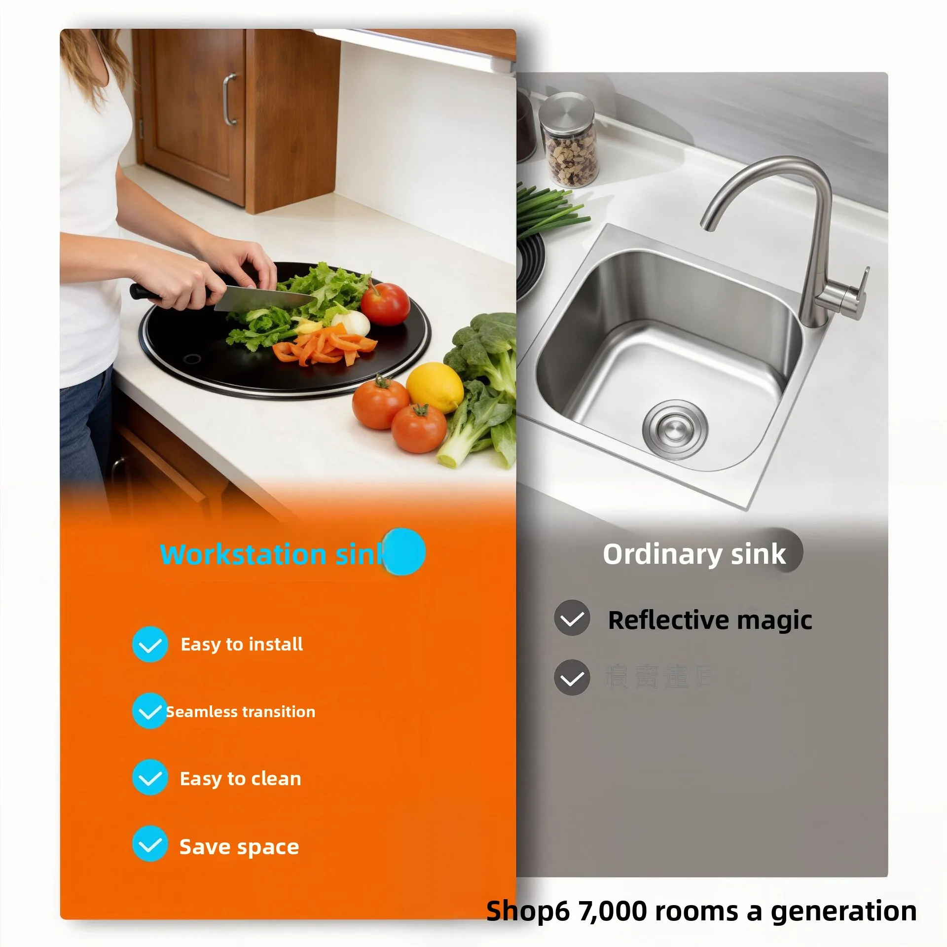 Cross-border RV Sink Lid Washbasin Vegetable-washing Basin Foldable Flip-top Single-slot Polished Stainless-steel One-piece Sink