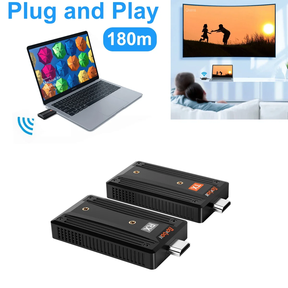 Wireless Transmitter and Receiver HDMI Extender 1080P@60Hz Audio Video Share Display Adapter for Camera Laptop PC To Monitor TV