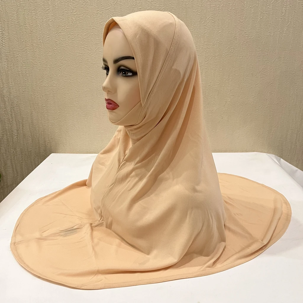 H124 Erwachsene, hochwertiger, großer muslimischer Hijab-Schal mit Kinnteil, islamisches Kopftuch, Hüte, Armia, zum Anziehen, Kopfbedeckung, Turban-Kappen – Detail 13