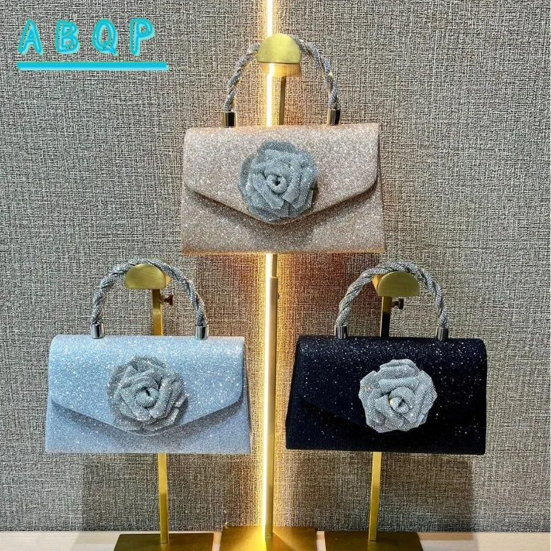 

Dinner Women's Bag Mini Shiny Banquet Women's Handbag Flower Style Fashion Diamond-encrusted Women's Shoulder Crossbody Bag