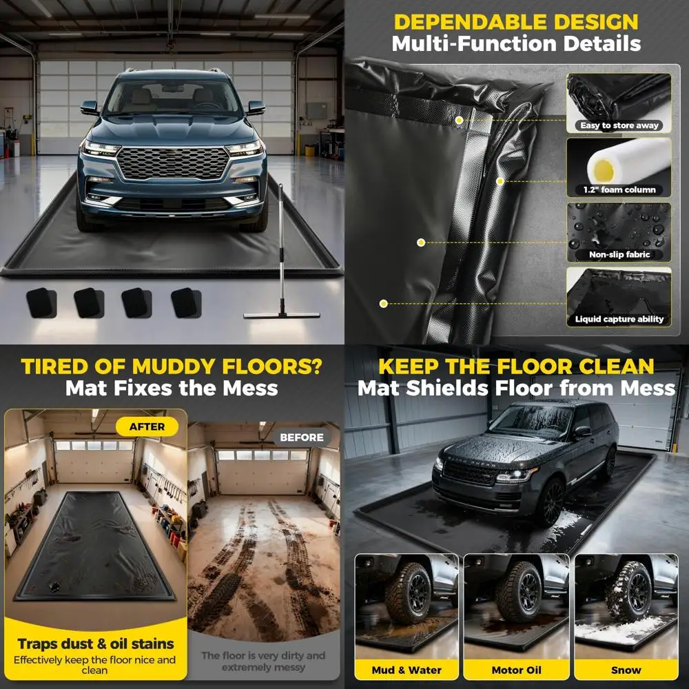 Robuuste antislip garagevloermat - 9x20 voet waterdichte bescherming voor opslag en onderhoud onder de auto