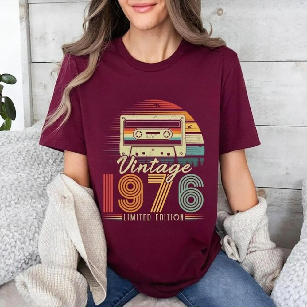 50th Birthday Shirt Vintage 1976 Limited Edition Cassette T-Shirt 1976 Birthday TShirt Retro Style Men Women Unisex Casual Tee