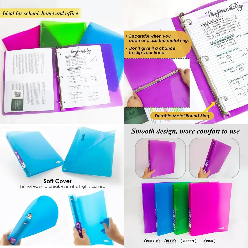 

Glitter 1-Inch Round Ring Binder, 48-Pack, Holds 175 Sheets, Perfect for School, Home, and Office Use