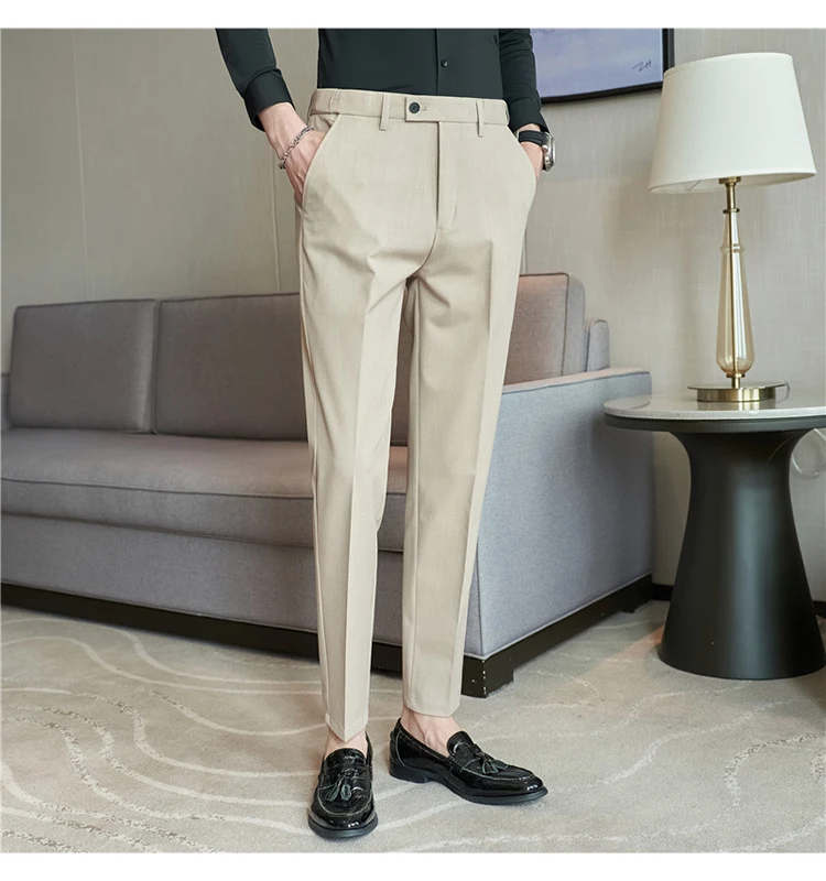 Männer Anzug Hose Herbst Elastische Taille Solide Slim Fit Kleid Hosen Business Casual Büro Sozialen Hosen Plus Größe 40 38 männer Kleidung – Detail 6