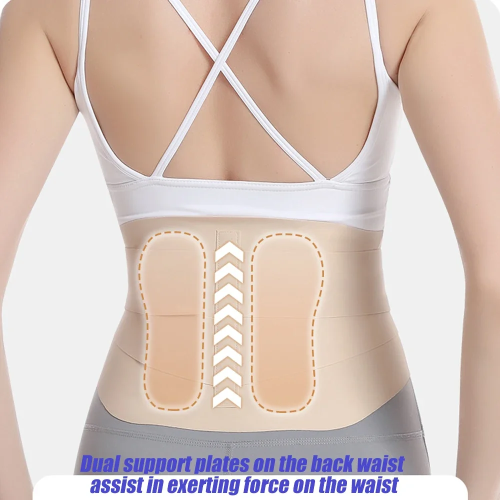 Adjustable Ultra Thin Back Brace with Lumbar Pad Flexible Supports Back Brace for Lower Back Sciatica Scoliosis Relief