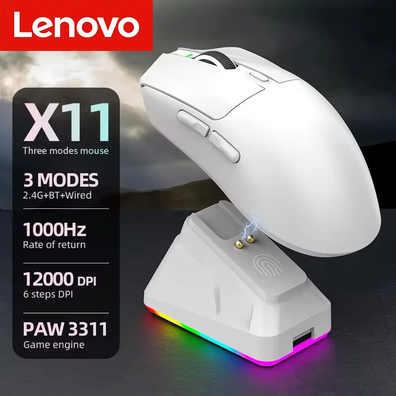 

Lenovo X11 Bluetooth Wireless Mouse Game Three-mode E-sports laptop PAW311 Desktop Computer lightweight Magnetic Charging