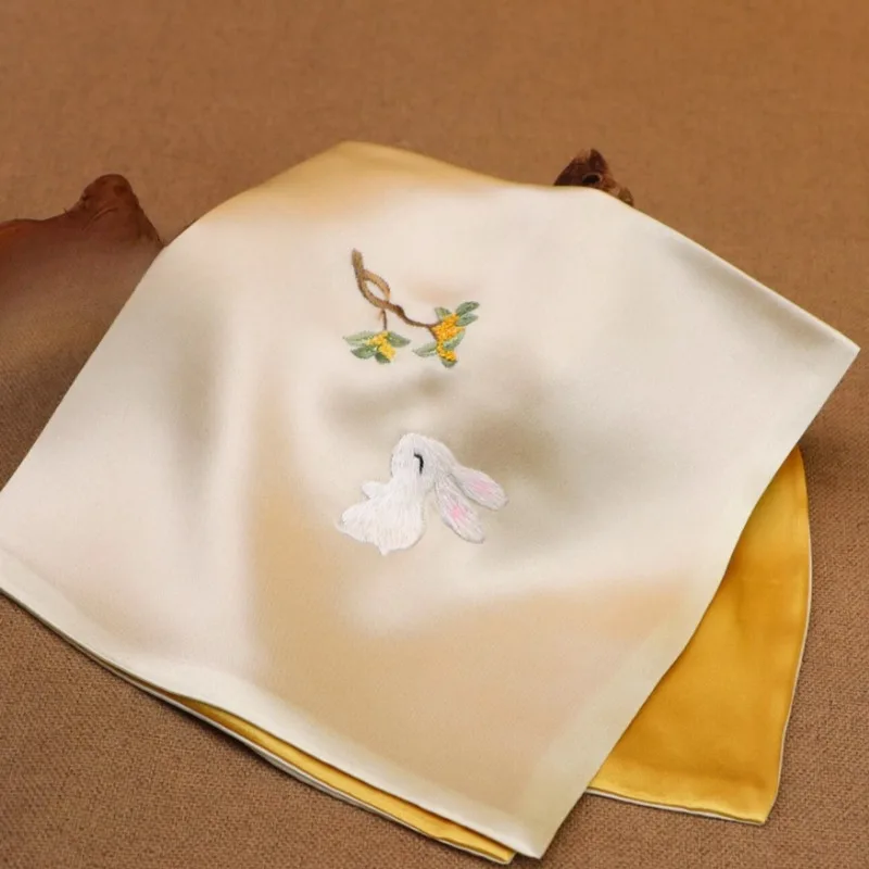 1PC Purely Handmade Suzhou Embroidery Silk Handkerchief - 100% Mulberry Silk Exquisite Embroidery Gift