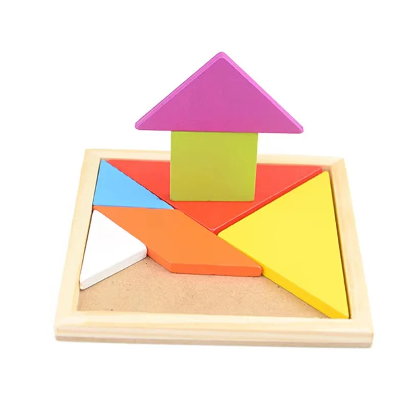 5 Sets of Wooden Tangram Puzzles Puzzle Parent-child Games Children's Day Birthday Party Gifts Giveaways Kindergarten Prizes Toy