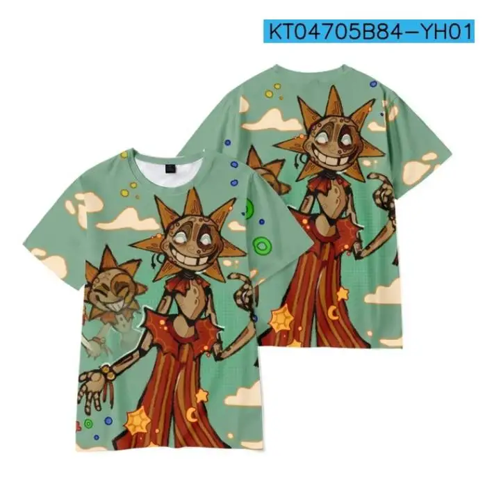 Sundrop FNAF Moondrop Short Sleeve T-Shirt Child Baby Tops Clothing 2022 Summer Kids Cosplay Boys Girls Cartoon Harajuku Tees