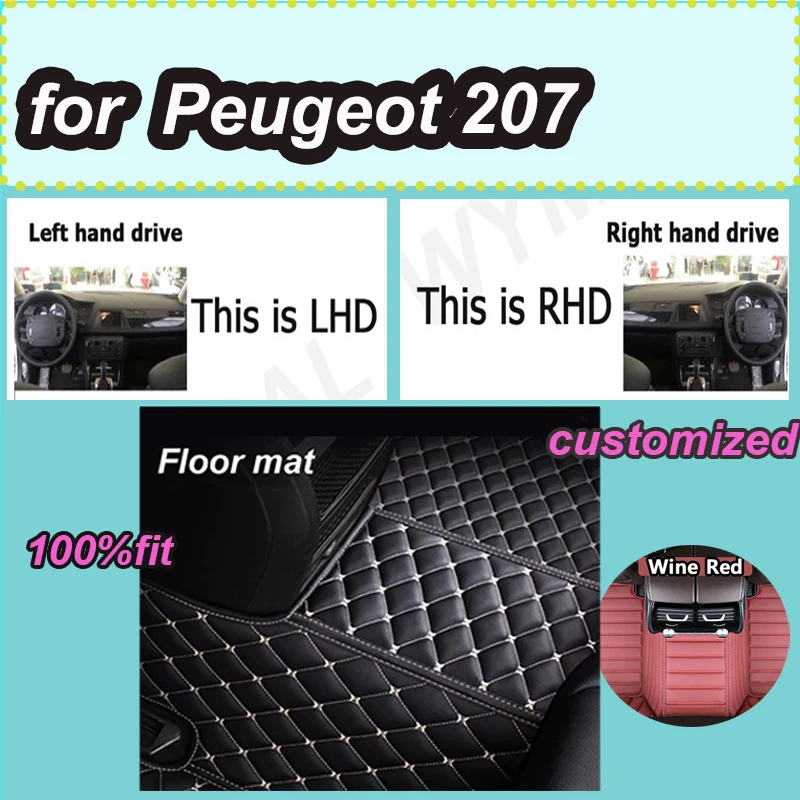 

Роскошные автомобильные коврики на заказ для Peugeot 207 2009 2010 2011 2012 2013, роскошные кожаные автомобильные коврики