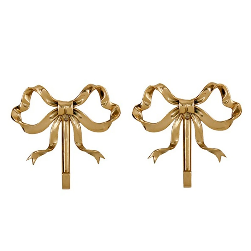 

2PCS Decorative Bow Hanger Gold Towel Hook Bow Shaped Hat Hooks Gold Brass Bow Shaped Hat Hooks Hanging Towel Hook