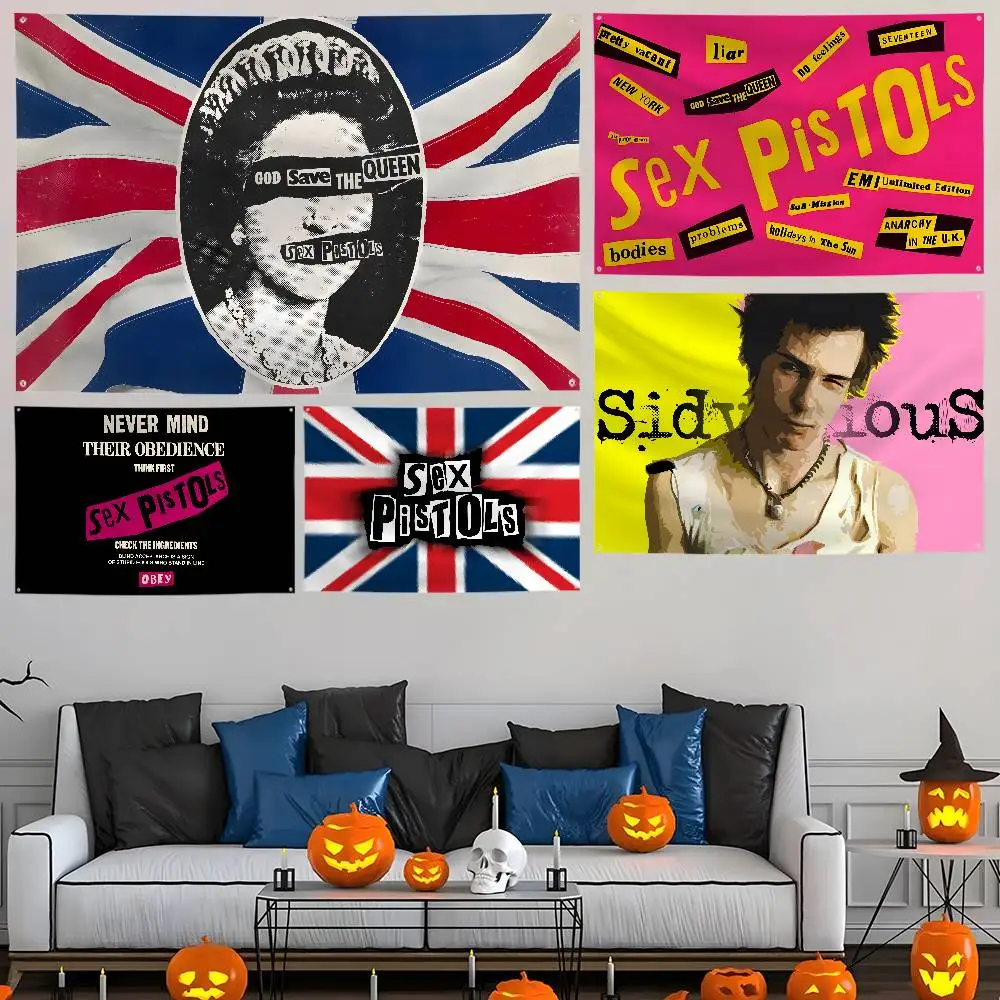 Official Licensed Sex Pistols God Save The Queen Flag Custom Flags Wall Hanging Tapestry Outdoor Decorative flag Background