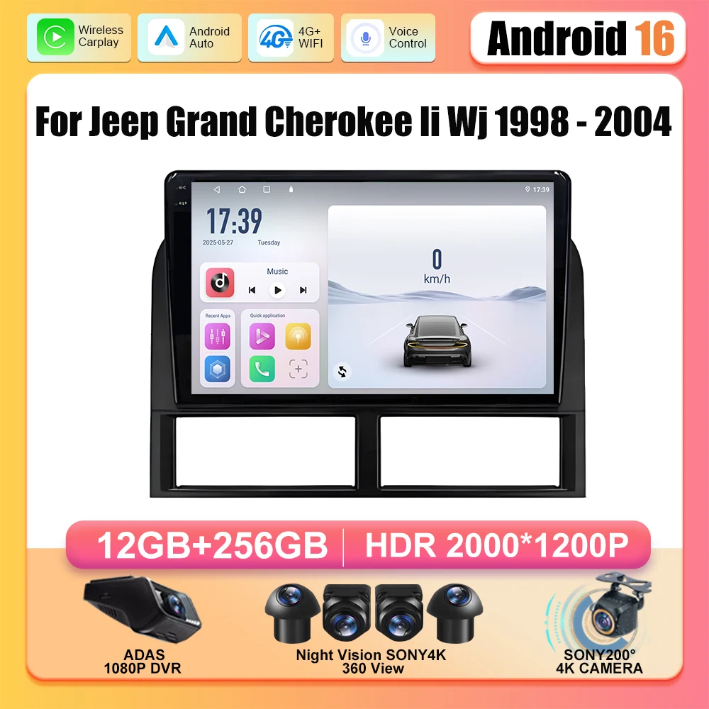 Android 16 For Jeep Grand Cherokee Ii Wj 1998 - 2004 Monitor Screen Tv Car Gps Lettore Video Autoradio Navigation Stereo Radio