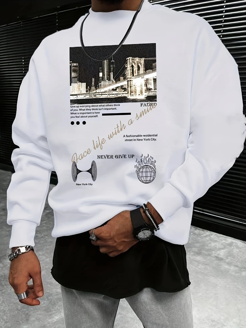 

2025 Autumn and Winter Round-neck Hoodie Mens Motivational Graphic Sweatshirt Race A Purpose Design High-end Luxury