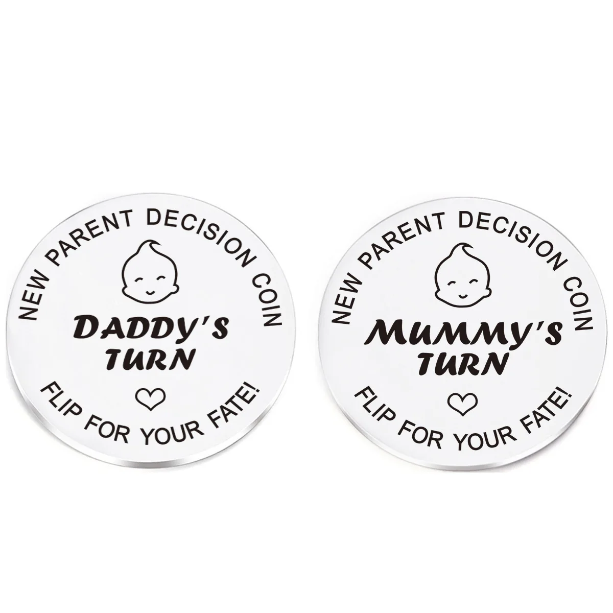 Funny Double Sided Artifact Coins for Mom and Dad, Cute Token, New Parents Gift, Flip Coin for Baby Shower, First Time