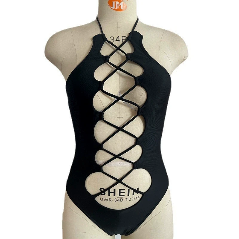 Melphieer 2026 الساخن مثير Monokini الأسود الجوف ملابس السباحة سيدة ارتداءها ثوب السباحة Monokinis ملابس النساء قطعة واحدة ملابس السباحة #3