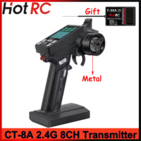 HotRC CT-8A 2.4GHz 8CH Transmitter Color Screen Remote Control Radio System F-08A F-08AT PWM Receiver for RC Car Ship Tank Model
