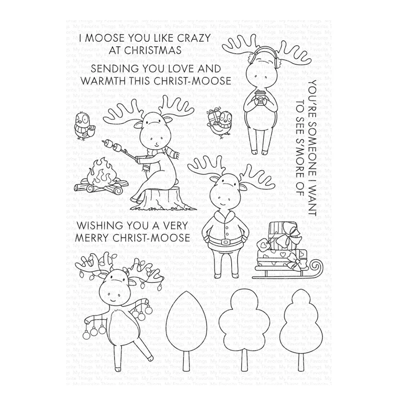 2023 New Christmas Merry Moose Clear Stamps Cutting Dies Scrapbooking for Paper Making Frame Card