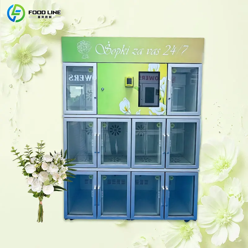 Business District Constant Temp Flower Vending Machine Self Remote Management Custom Look Flower Cabinet