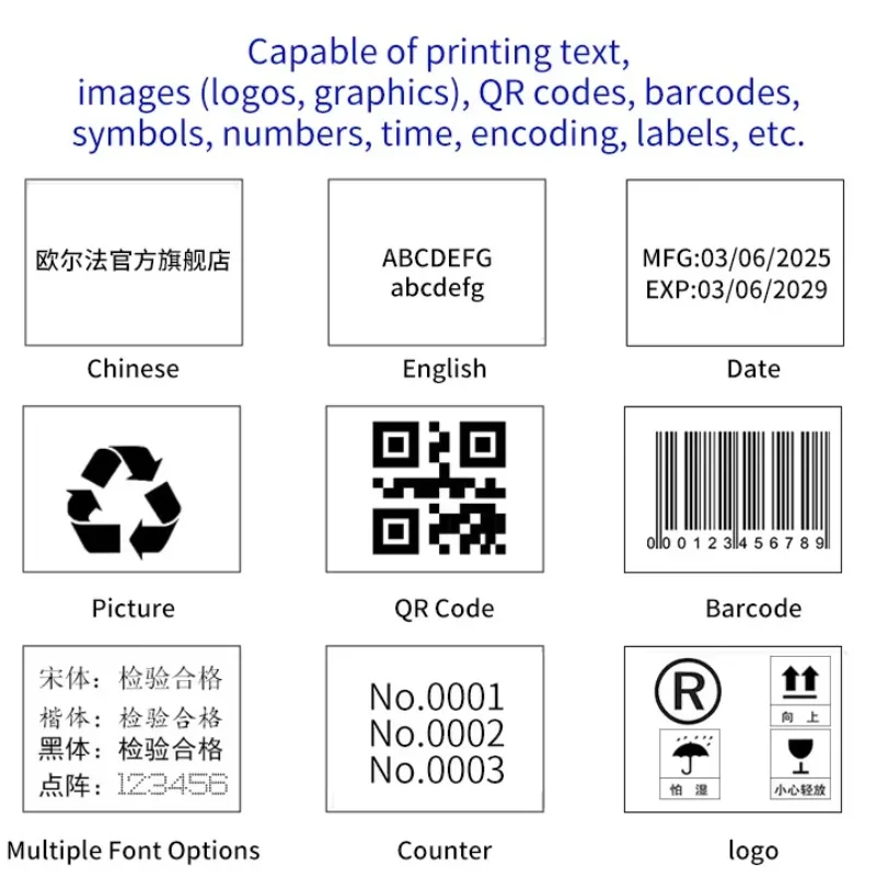 Handheld inkjet printer Quick drying 600dpi batch coder