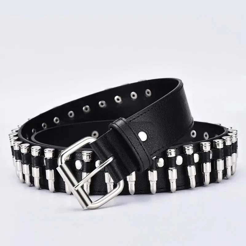 

New Personality Ladies Leather Punk Belt Hollow Rivet Luxury Brand Belt Personality Rock Wild Adjustable Young Trend Belt