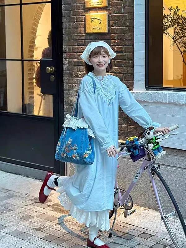 Primavera puro cotone ricamato Suower scava fuori bandiera abito strato base pantaloni zoccolo pantaloni dolce stratificazione