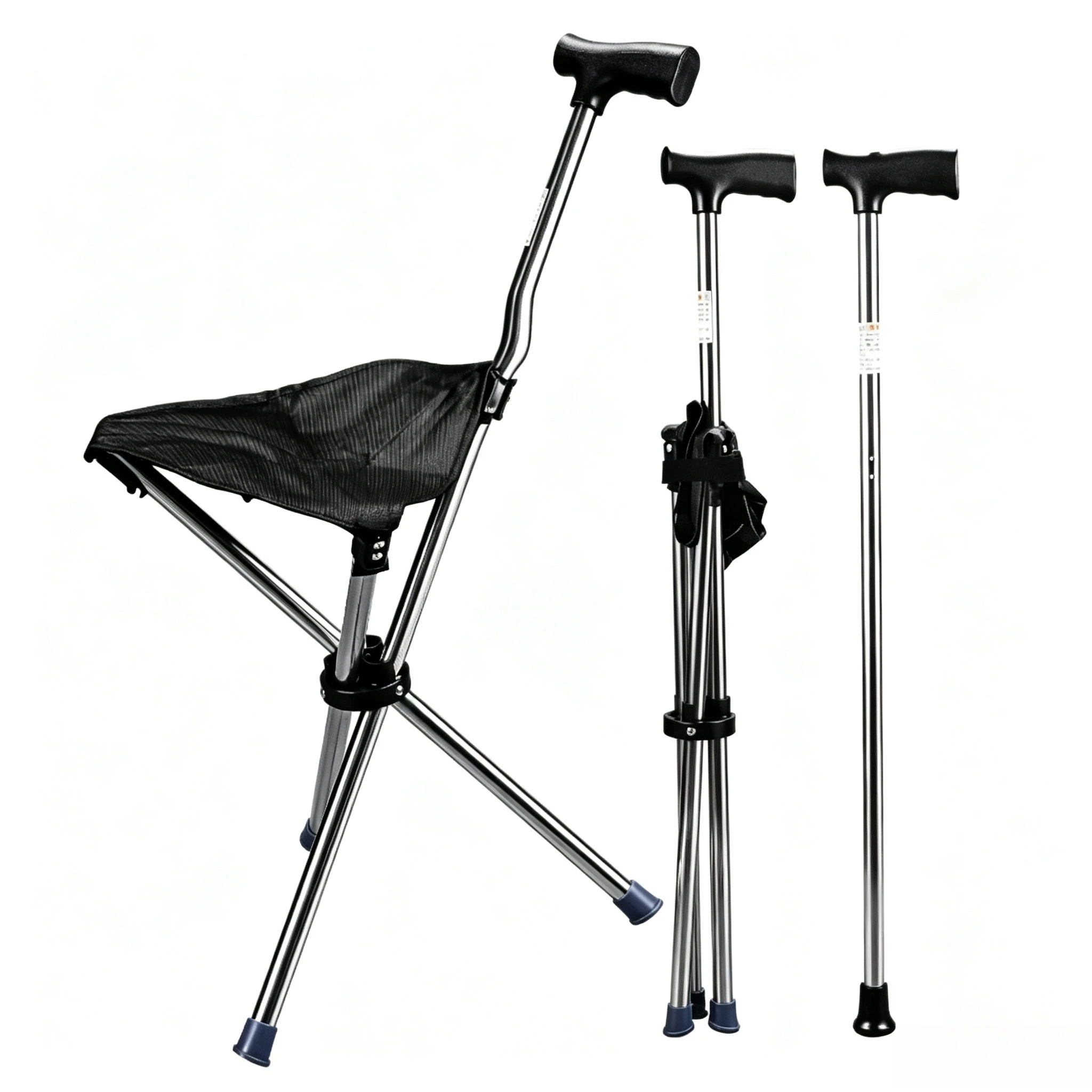 The Third Generation of Universal Outdoor Cane Stool, Multi-functional Foldable Dual-purpose Elderly Cane Chair Cane Stool