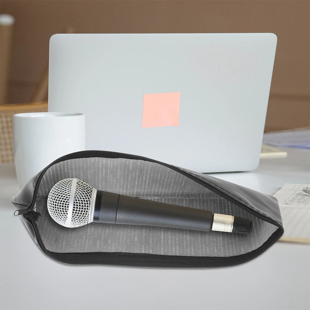 

4Pcs Mic Organizer Storage Bag Wear-Resistant Microphone Pouch Portable Carrying Case Zipper Closure Microphone Bag