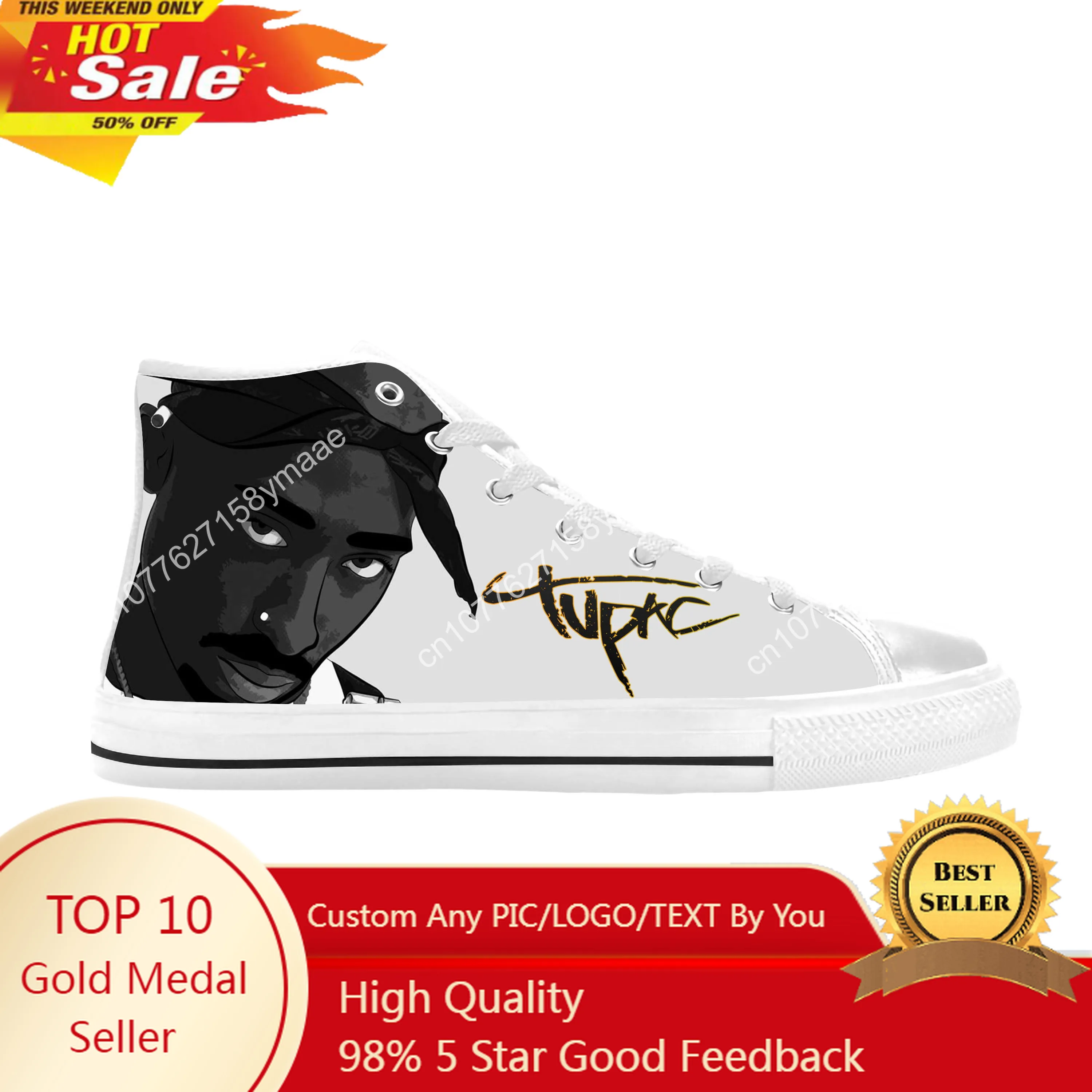 

Tupac Hip Hop Rap Rapper 2pac Makaveli Music Rock Casual Cloth Shoes High Top Comfortable Breathable 3D Print Men Women Sneakers